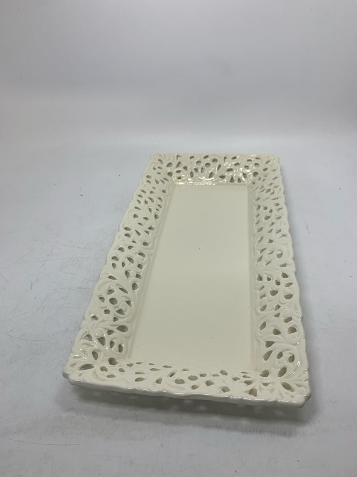 CERAMIC PIERCED EDGE TRAY.