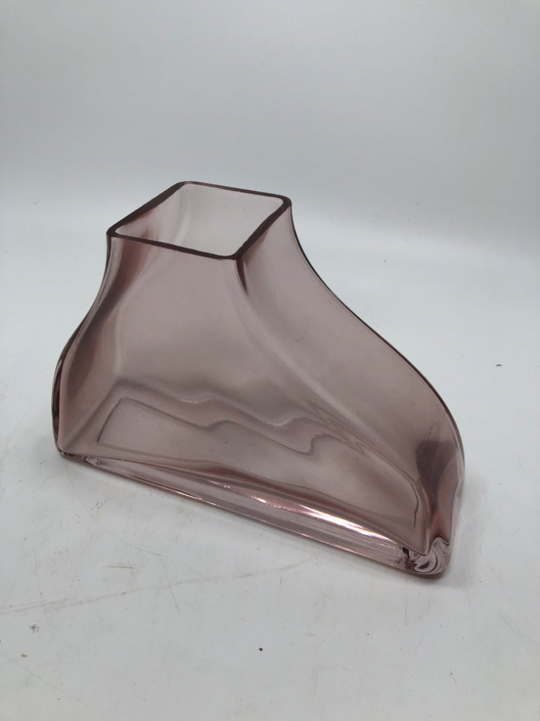 PINK GLASS ABSTRACT VASE.