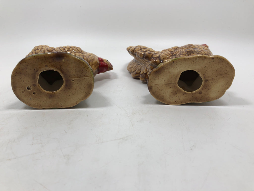 2 DISTRESSED ROOSTER CERAMIC FIGURES.