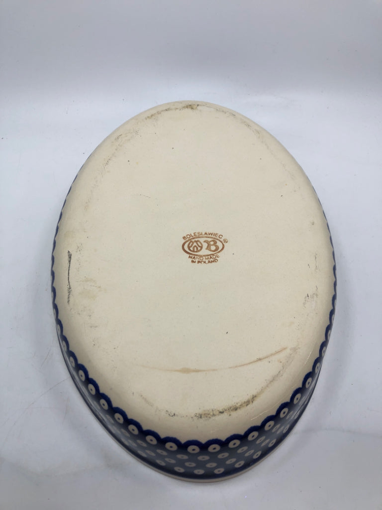 POLISH POTTERY OVAL BAKING DISH.