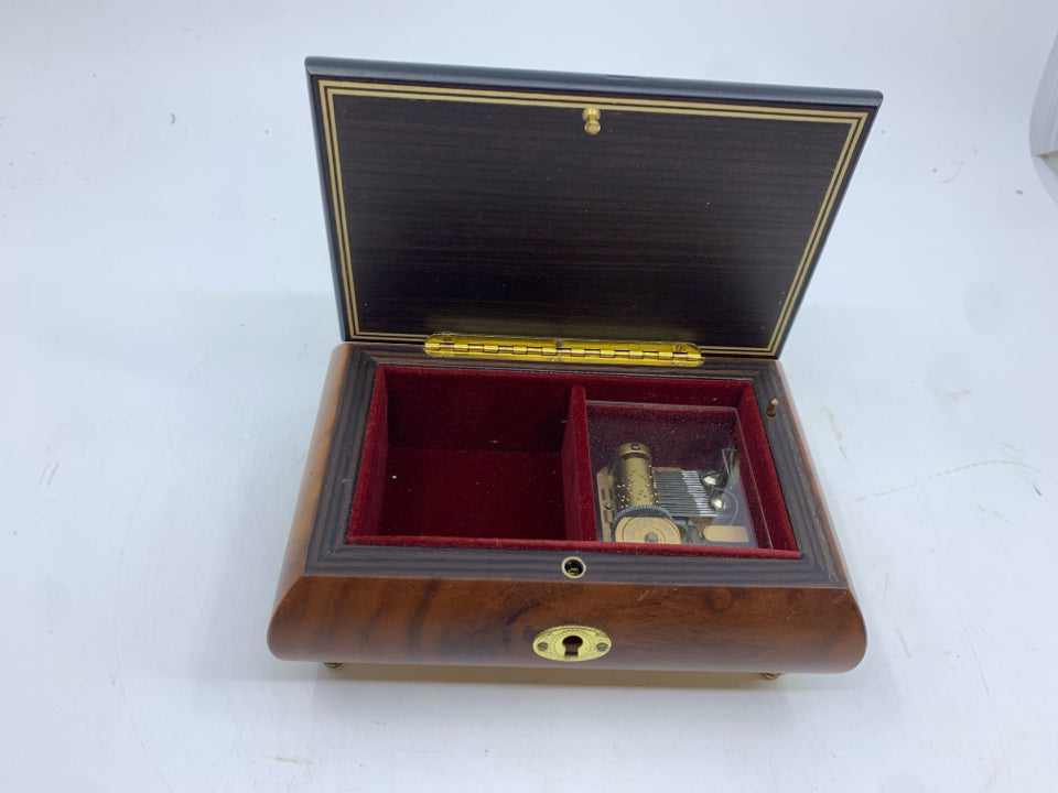 VTG WOOD JEWELRY/MUSIC BOX W VIOLIN.