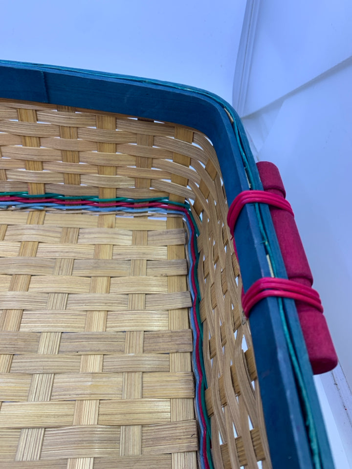 GREEN AND BLONDE RECTANGLE MERRY CHRISTMAS BASKET.