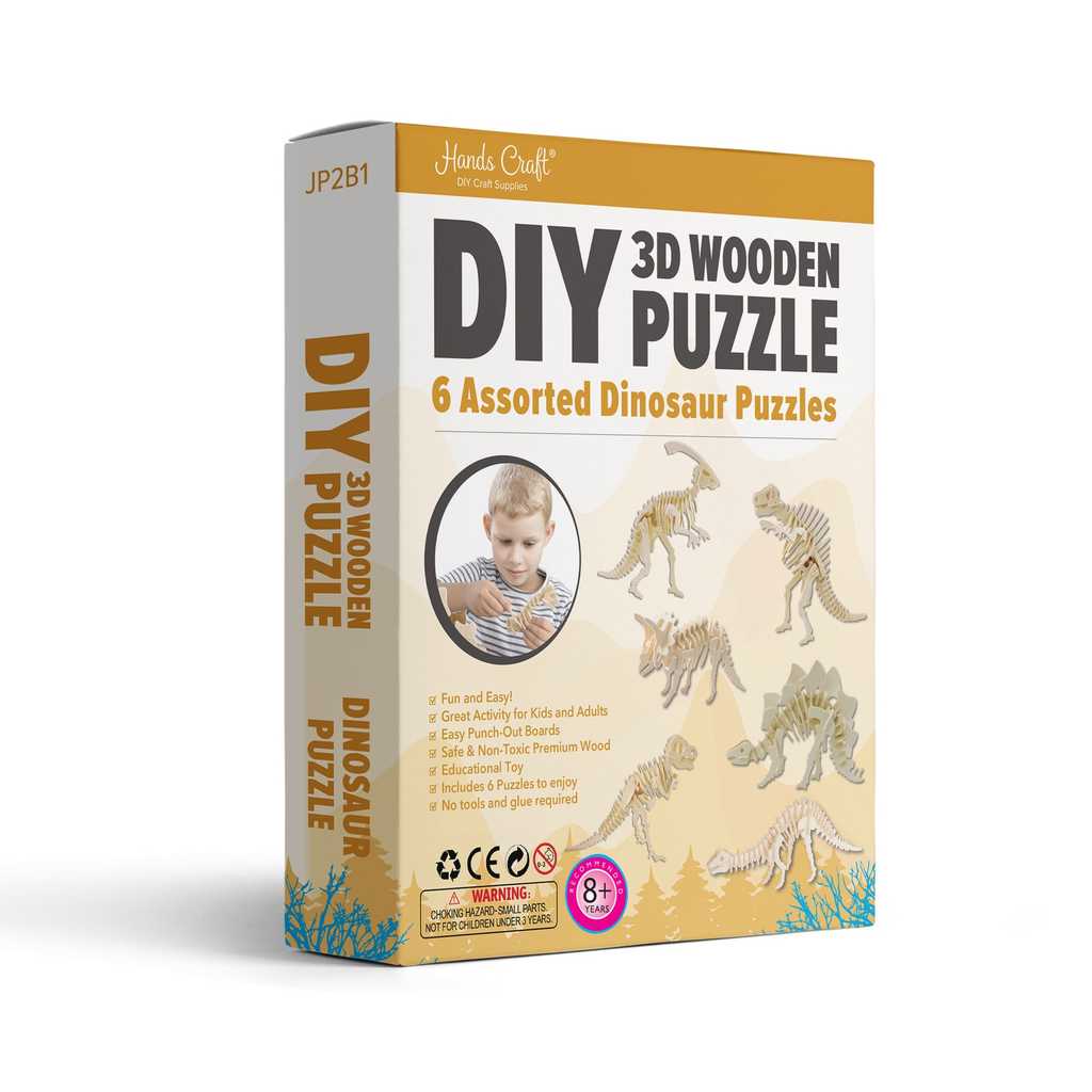 DIY 3D Wooden Puzzle 6CT, Dinosaur