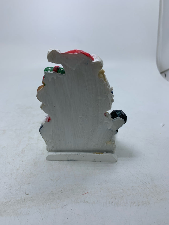 SPARKLE SANTA W/ SLAY/ SACK ON BACK STOCKING HANGER.