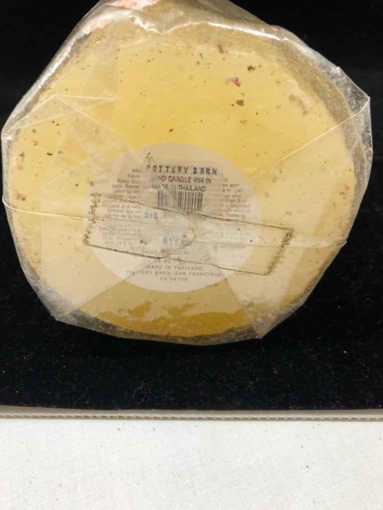 NIP POTTERY BARN SAND PILLAR CANDLE.