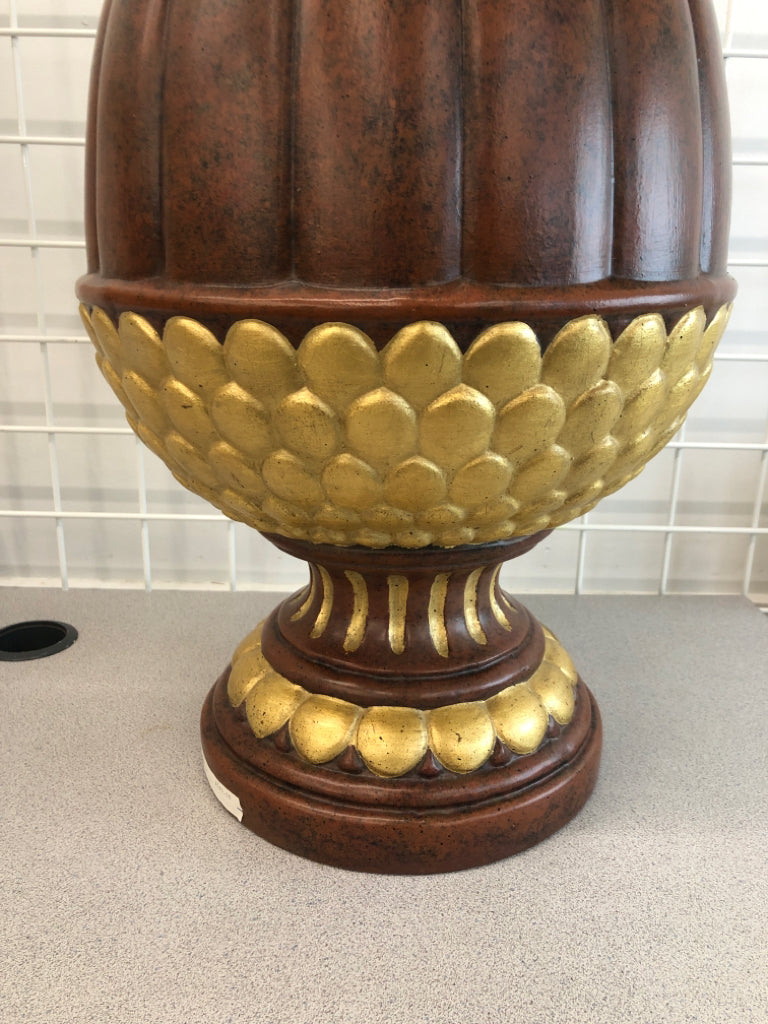 ORNATE TERRA COTTA ACORN FINIAL.