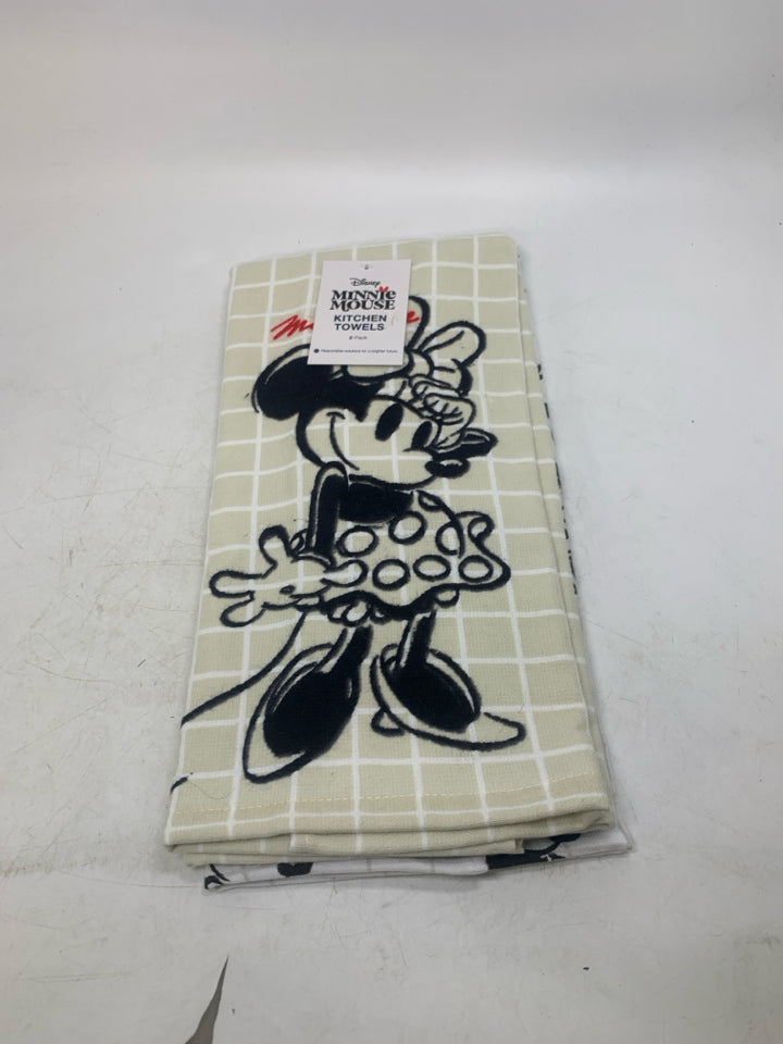 NIP 2 MINNIE MOUSE SKETCH KITCHEN TOWELS.