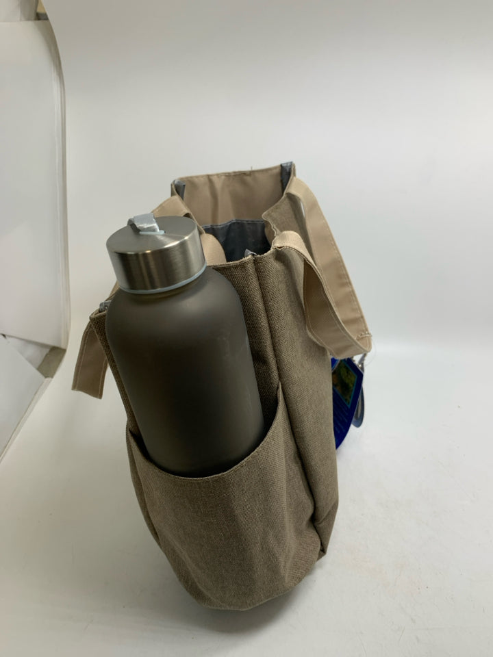 NEW 7 PC TAN INSULATED TOTE.