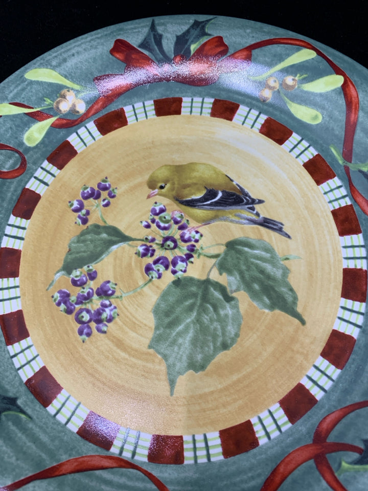 3 LENOX GOLD FINCH DINNER PLATES.