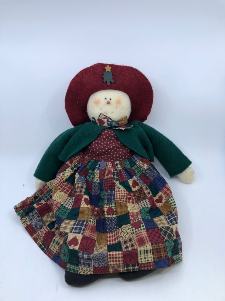 SNOWMAN IN PATCHWORK DRESS.