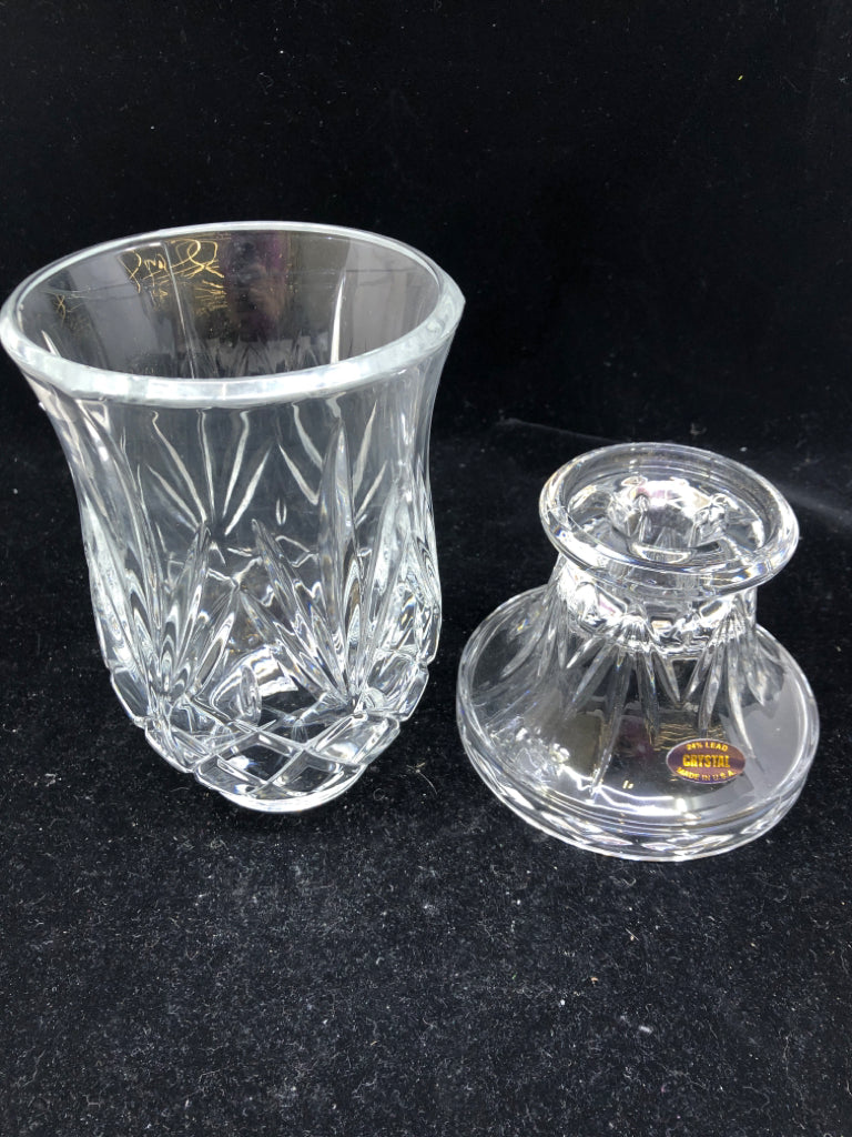 2PC VTG CUT GLASS CRYSTAL TAPER CANDLE HOLDER.