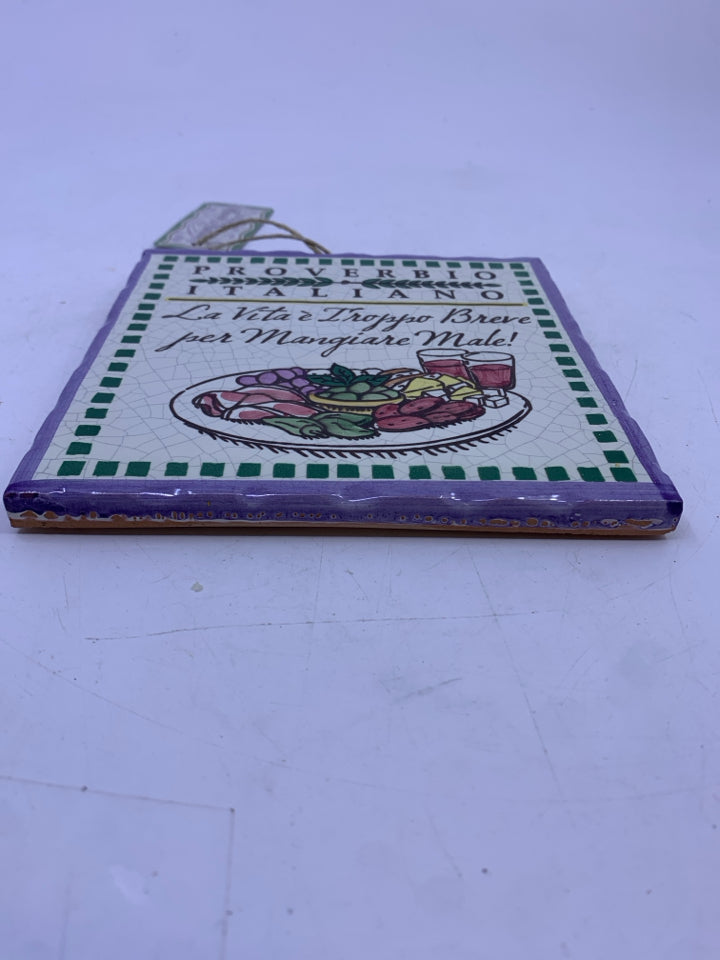 PROVERBIO ITALIANO TERRACOTTA TRIVET BUON NATALE.