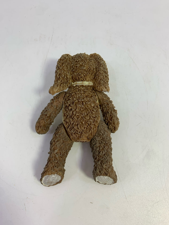 SMALL MOVABLE BROWN & CREAM BUNNY FIGURINE.