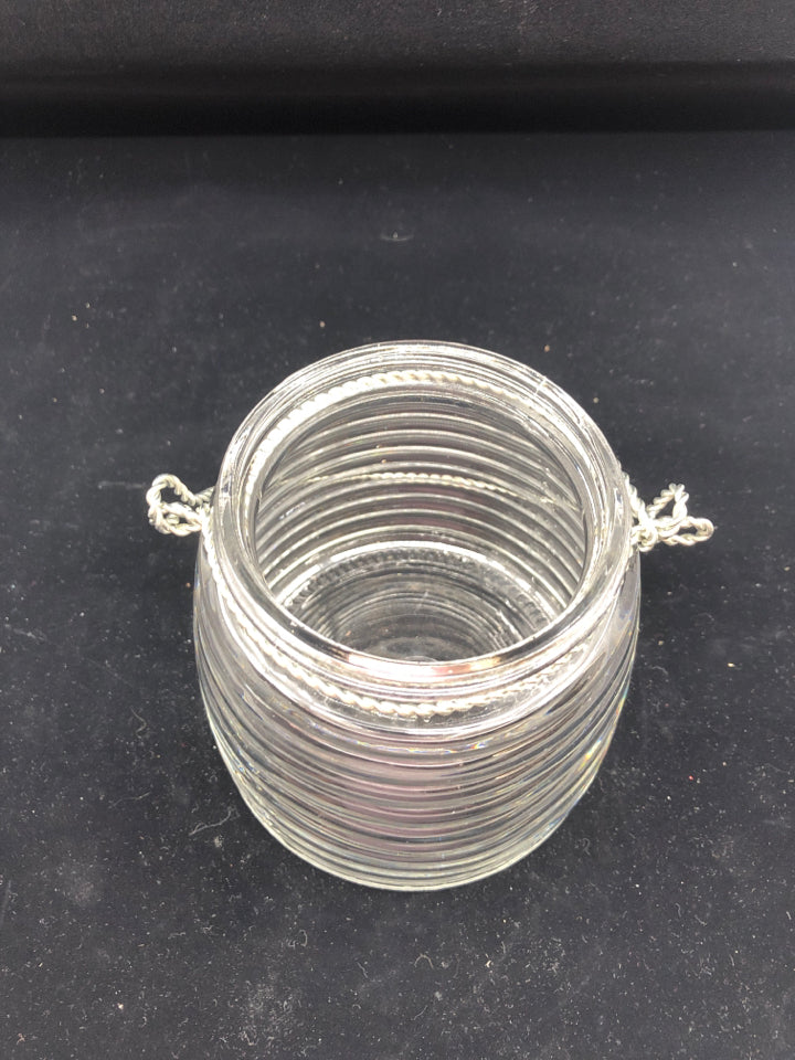 GLASS RIBBED LANTERN.