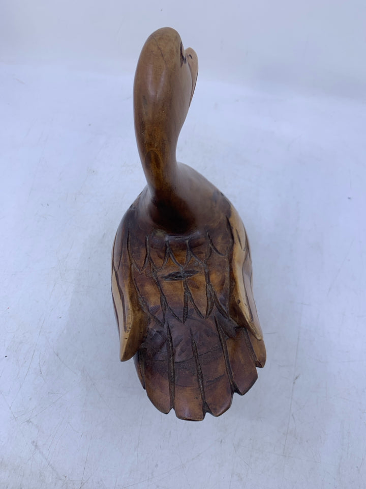 HEAVY WOOD CARVED GOOSE/DUCK.