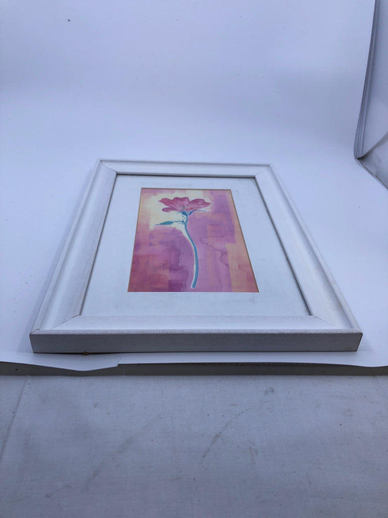 PINK FLORAL IN WHITE FRAME WALL ART.