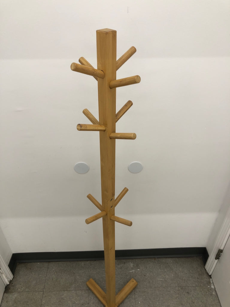 WOODEN COAT RACK.