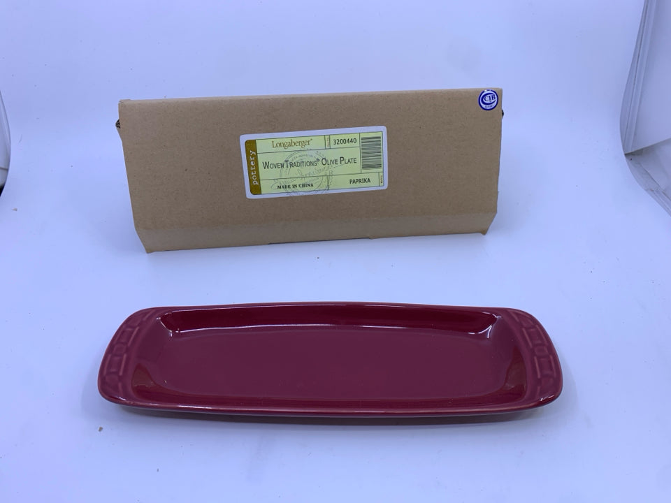 NIB LONGABERGER PAPRIKA OLIVE PLATE.