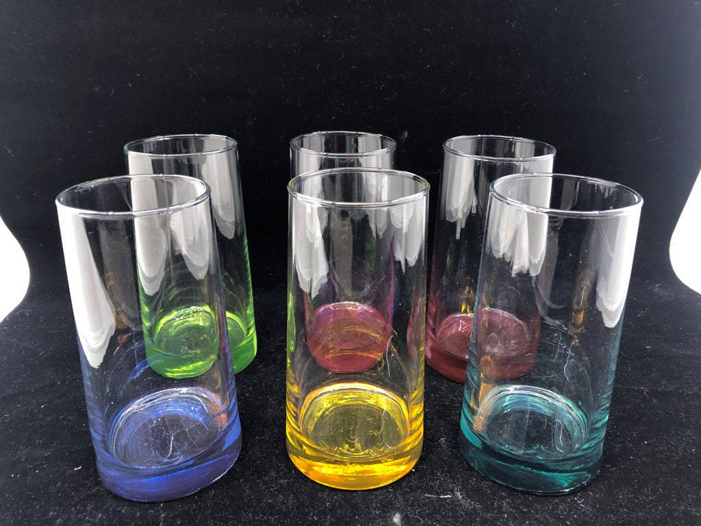 6 COLORFUL WATER GLASSES.