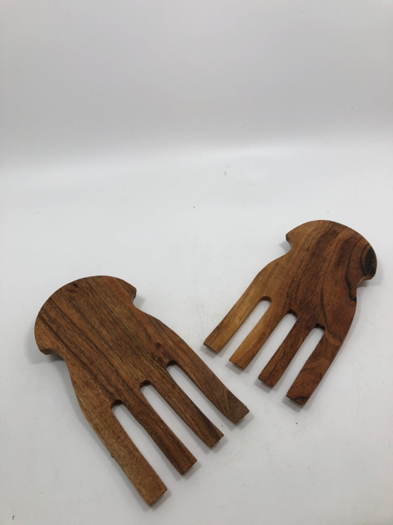 2 WOODEN SALAD FORKS.