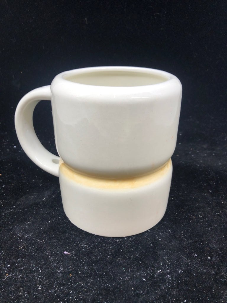 LARGE WHITE SNOWMAN MARSHMALLOW MUG.