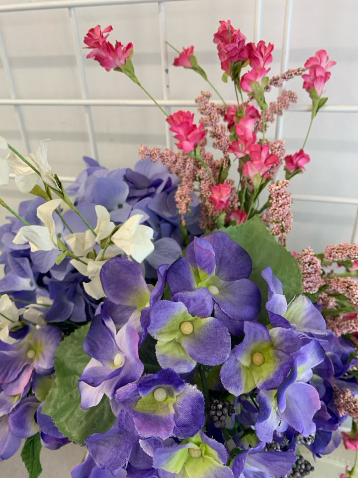 FAUX PURPLE HYDRANGEA BOUQUET.
