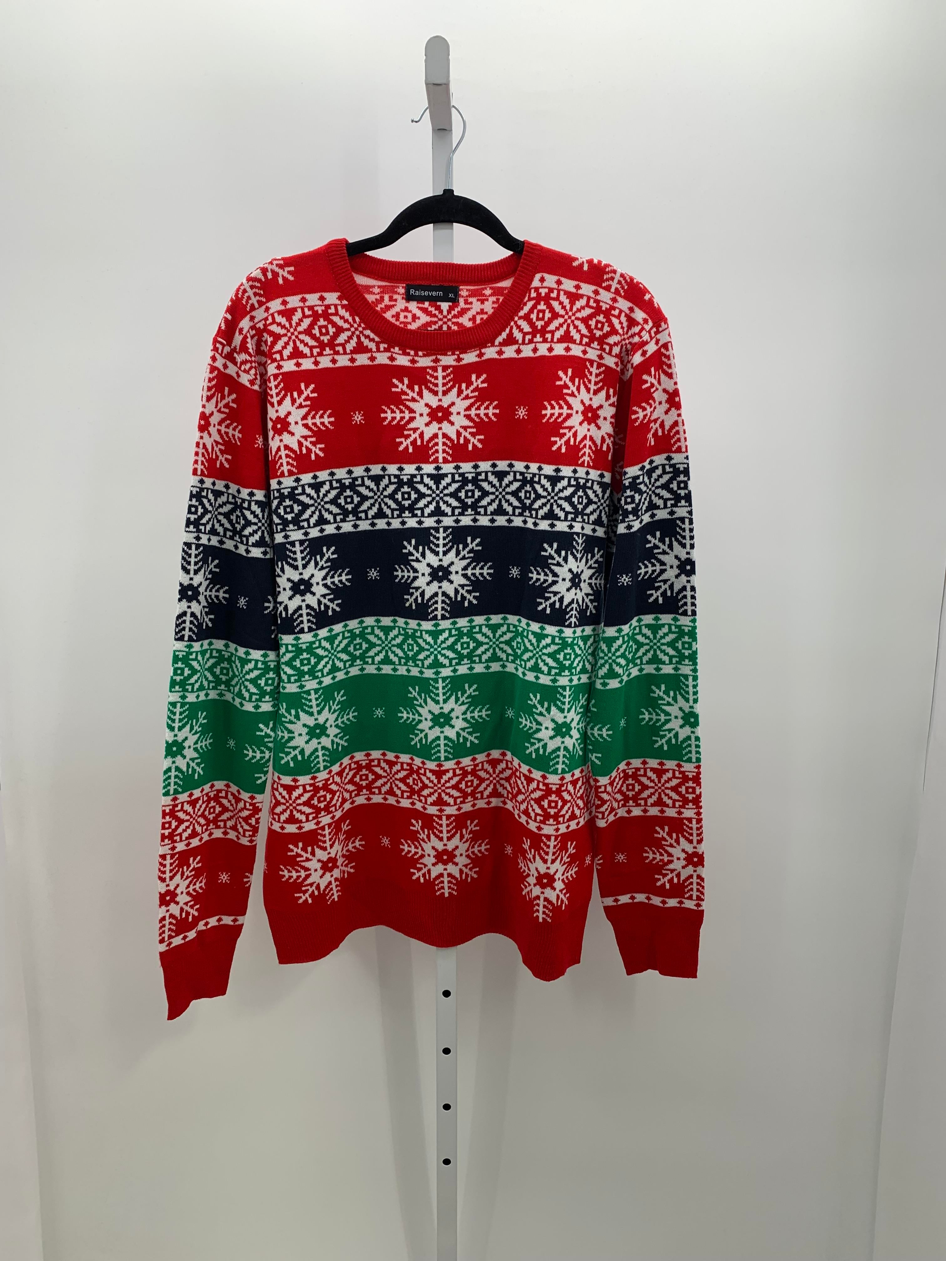 LONG SLV SWEATER SNOWFLAKE STRIPES.