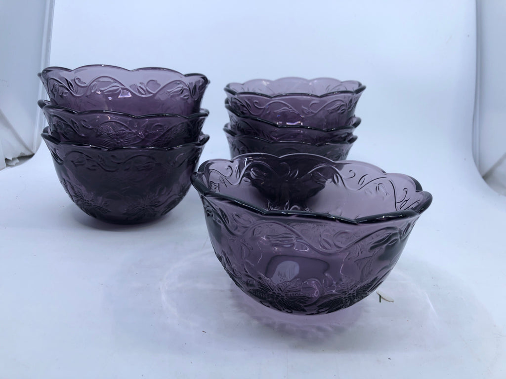 7 PURPLE GLASS FANTASIA PRINCESS HOUSE BOWLS.