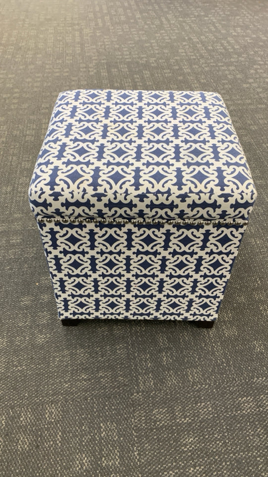 BLUE STORAGE OTTOMAN.