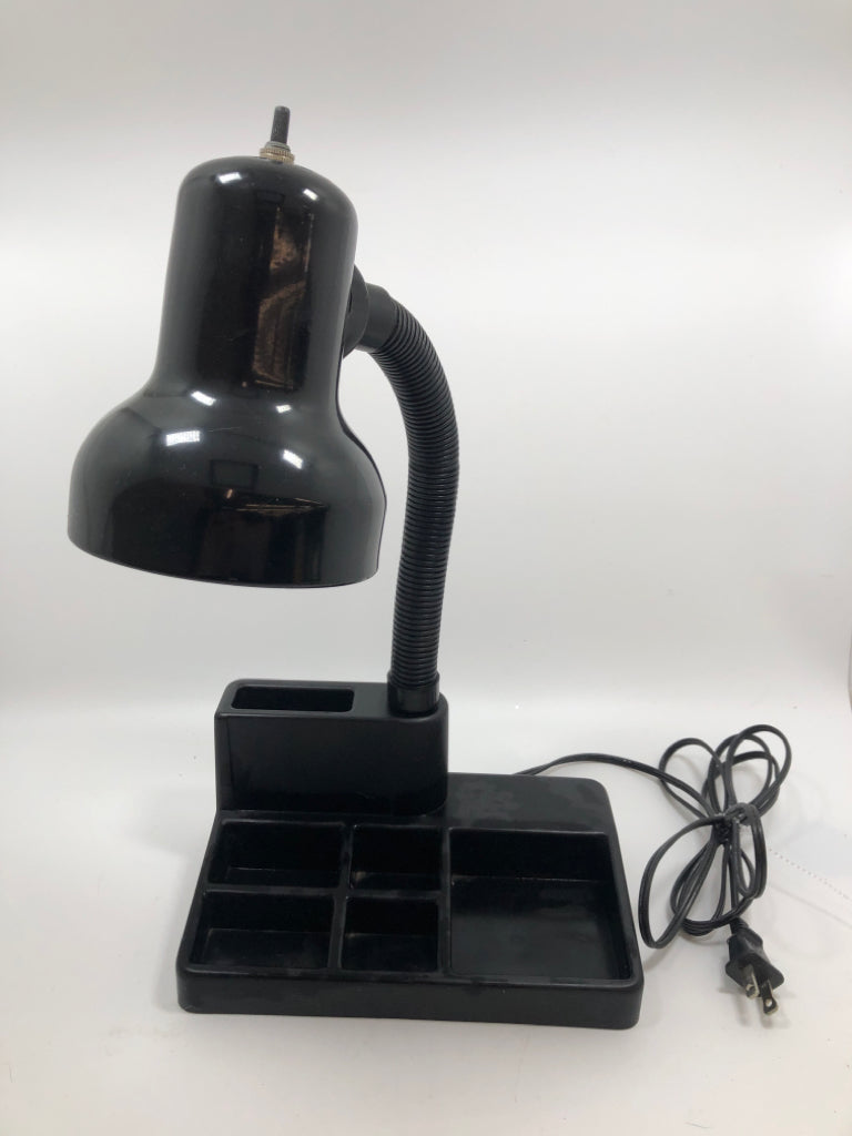 BLACK DESK LAMP W ORGANIZER BASE.