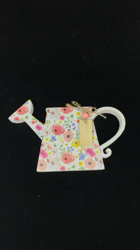 WOOD BLOCK WATERING CAN SHELF DECOR.