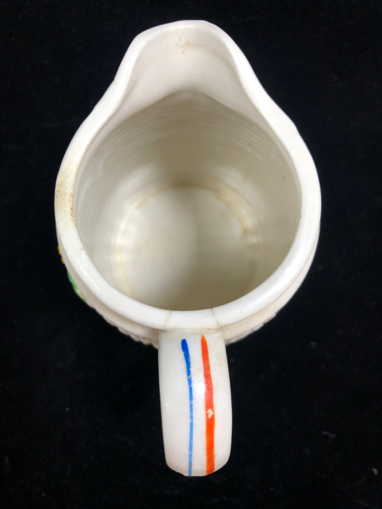 SMALL HOBNAIL PITCHER W/FLOWER ETCHING.