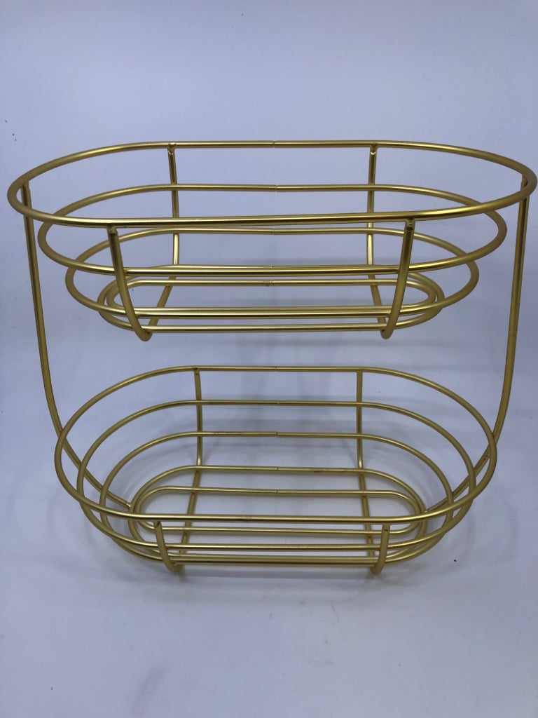 2 TIER GOLD BASKET.