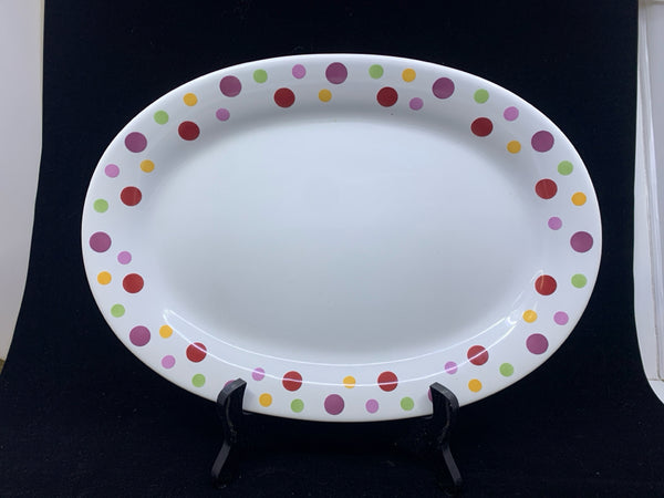 COLORFUL POLKA DOTS OVAL PLATTER.