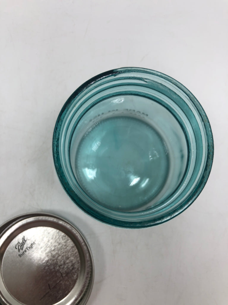BLUE GLASS MINI BALL JAR.