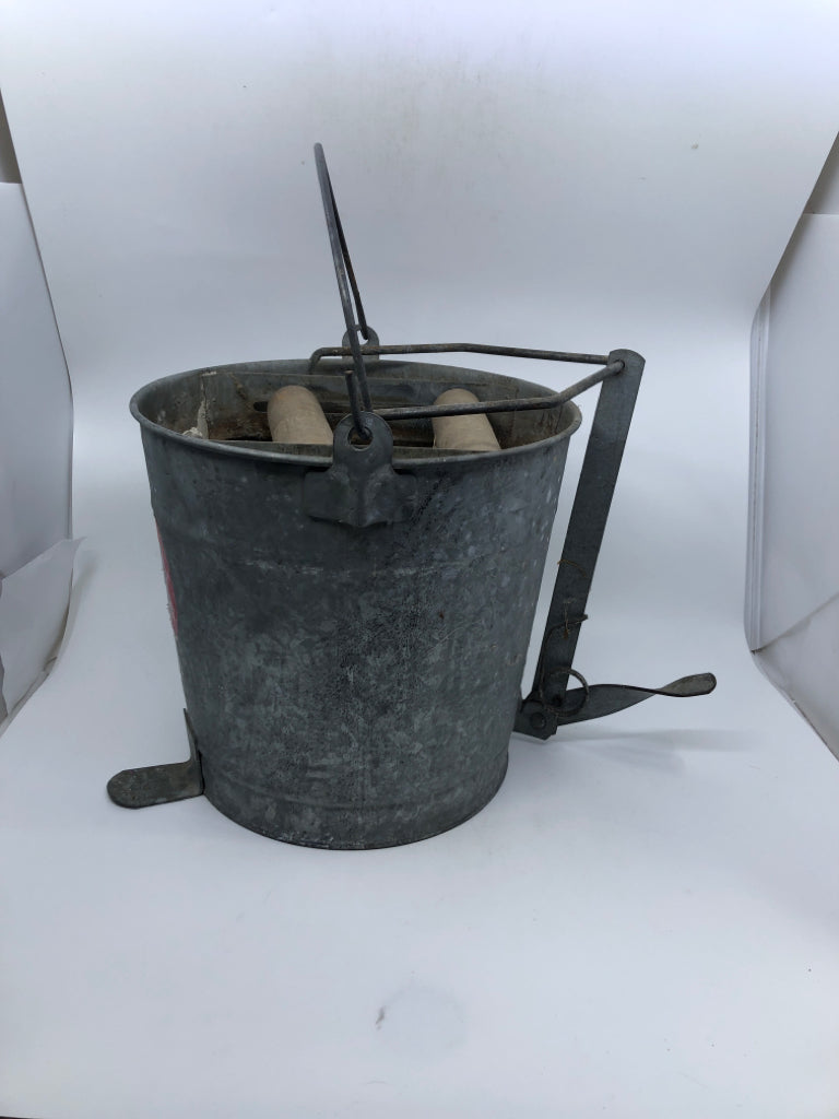 VTG METAL DOVER MOP CLEANING BUCKET.