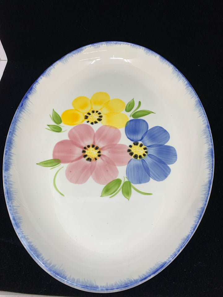 PASTEL DAISY OVAL SERVING PLATTER.
