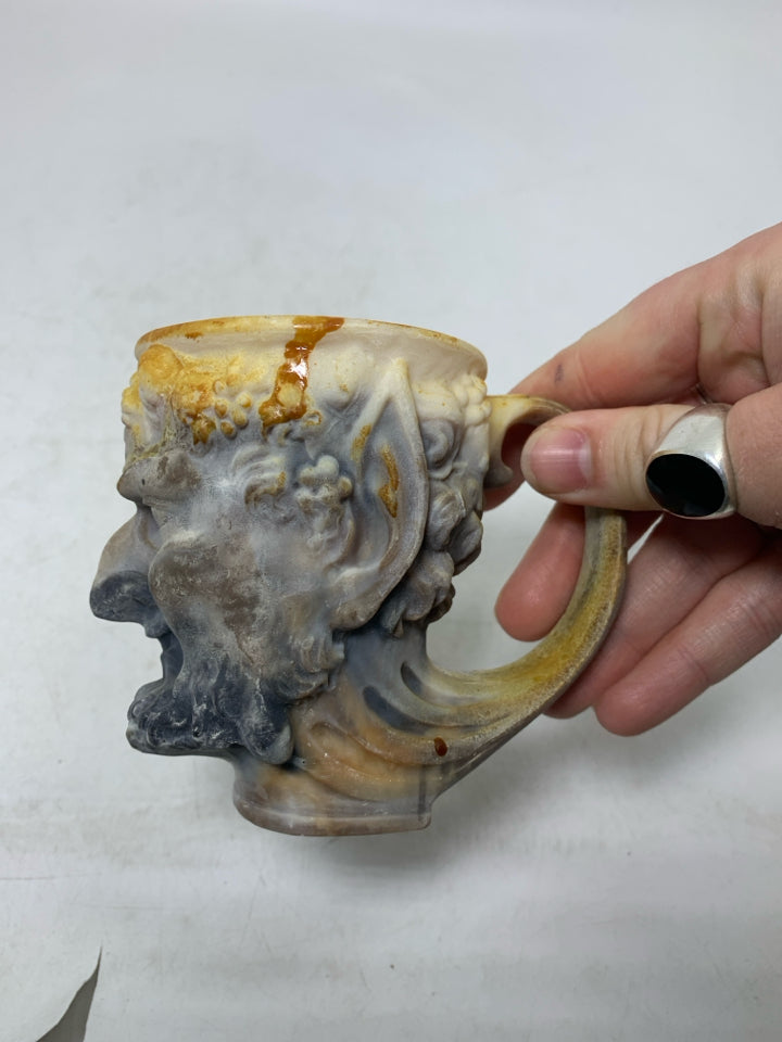 VTG INCOLAY STONE GREEK GOD MYTHOLOGICAL FACE MUG.