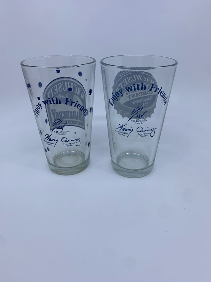 2 WACHUSETT BLUEBERRY PINT GLASSES