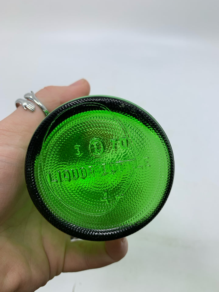 VTG GREEN EMPTY GLASS BOTTLE.