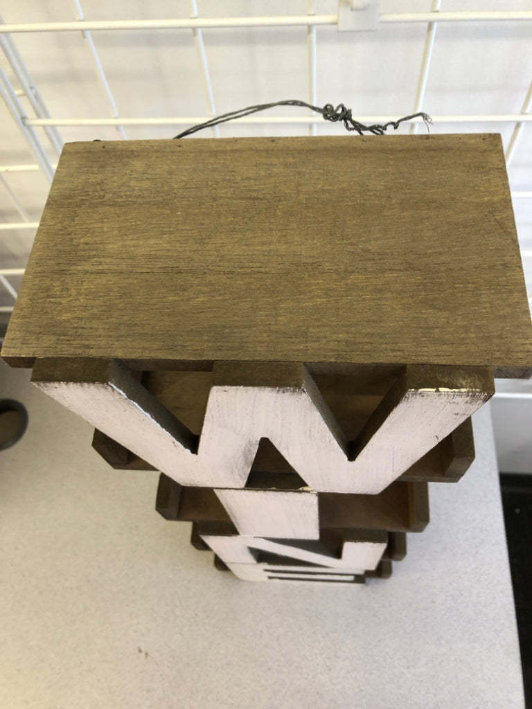 "WINE" WOOD WINE SHELF W/WHITE LETTERS.