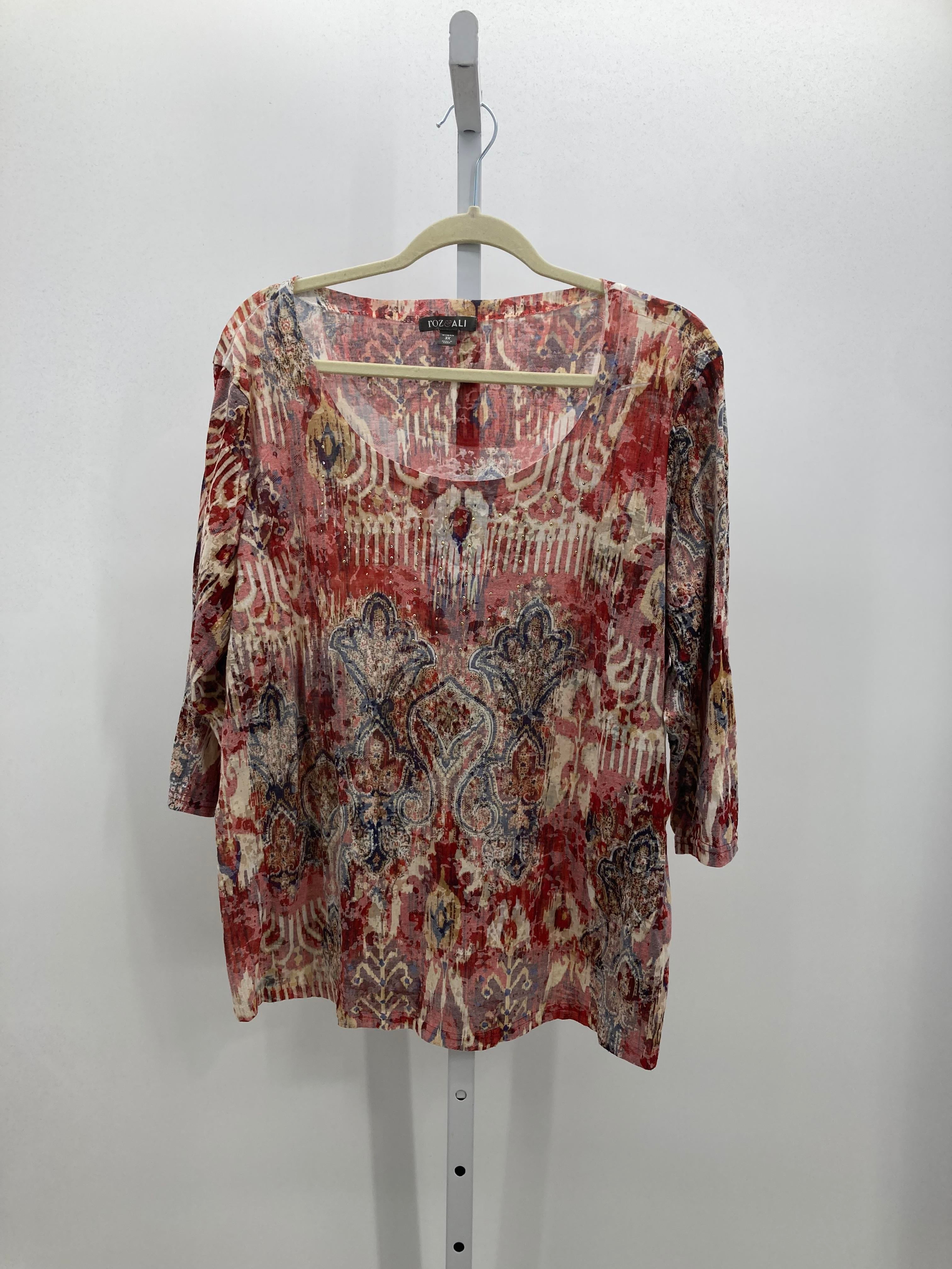 Roz & Ali Size 3X Womens 3/4 Sleeve Shirt
