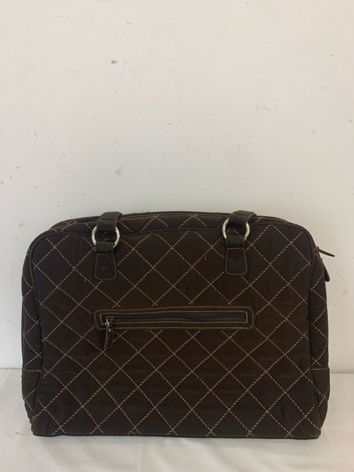 DARK BROWN VERA BRADLEY COMPUTER BAG.