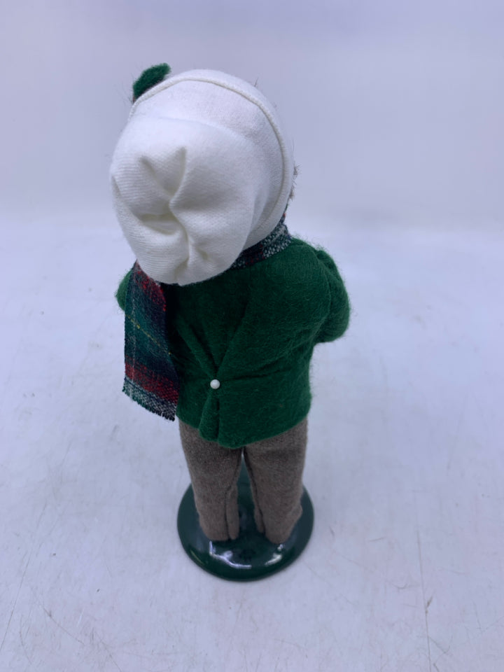 BOY CAROLER W/ MUSIC NOTES PLAID SCARF 1988 BYERS' CHOICE.