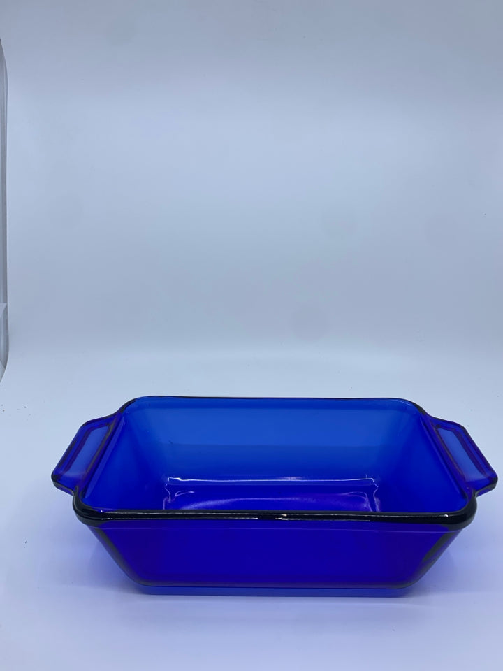 ANCHOR HOCKING BLUE BREAD PAN.