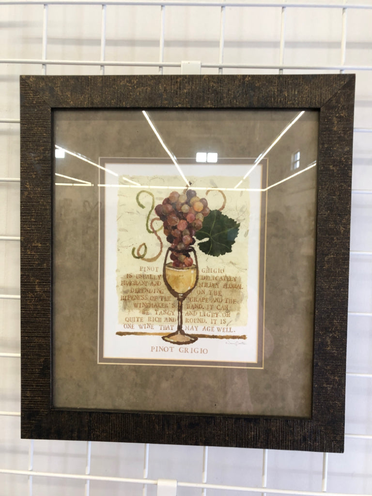 PINO GRIGIO PAINTING IN TEXTURED WOOD FRAME.