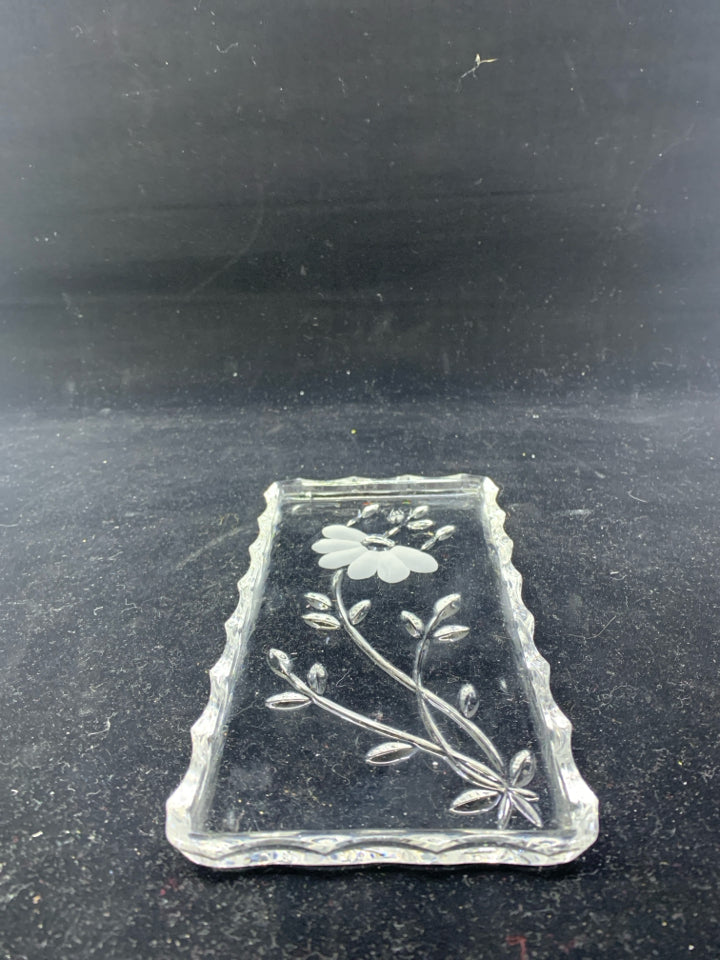 PRINCESS HOUSE FLORAL ETCHED GLASS TRAY.