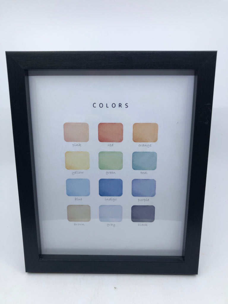 "COLORS" COLOR BLOCK BLACK FRAMED PRINT.