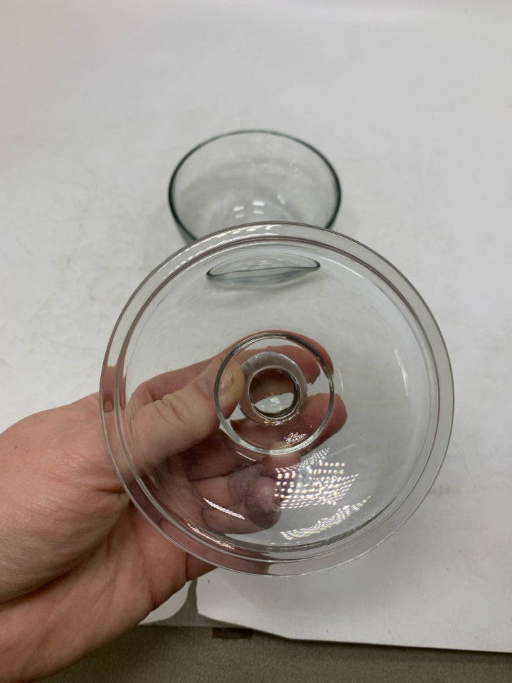 GLASS COVERED SUGAR BOWL.