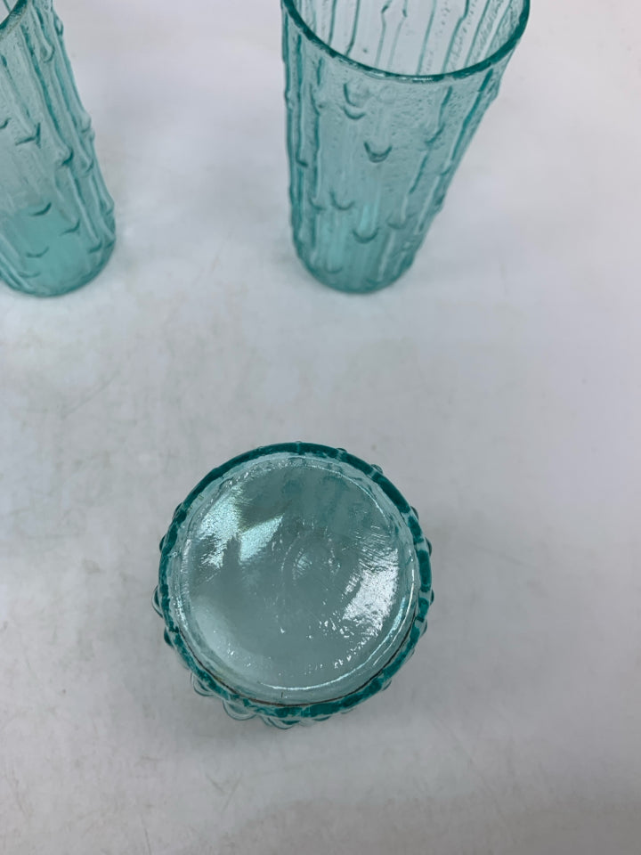 5 BAMBOO EMBOSSED SHORT TUMBLERS.